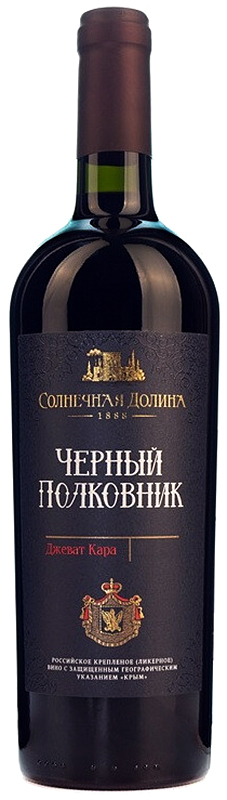 Российское крепленое (ликерное) вино с защищенным географическим указанием "КРЫМ" выдержанное красное "Черный Полковник"