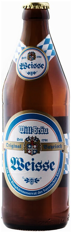 Пиво ВИЛЛ-БРАУ Хефе Вайзен светлое нефильтрованное пастеризованное креп 5,5%, емк 0,5л бут
