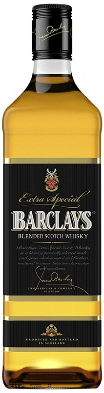 Виски шотландский купажированный "Барклайс"/Blended scotch whisky barclays 3 года  креп 40%, емк 1л