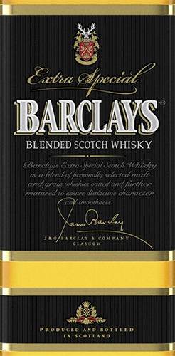 Этикетка Виски шотландский купажированный "Барклайс"/Blended scotch whisky barclays 3 года  креп 40%, емк 1л