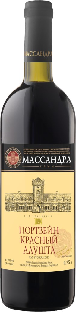 Российское крепленое (ликерное) вино  ординарное крепкое красное Портвейн красный Алушта 0.75л.