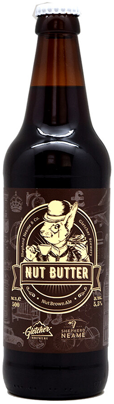 Пивной напиток темный нефильтрованный (осветленный) пастеризованный Нат Баттер креп 5,5%, емк 0.5 л бут